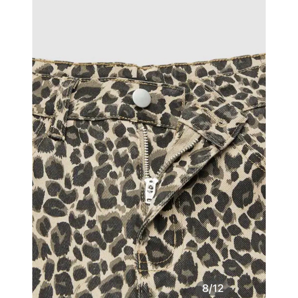 Y2K Leopard Print Seam Detail Mid Rise Barrel Leg Pants FLAMINGALS L - Picture 8 of 11